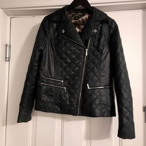 Preston & York Quilted black moto style coat Size small